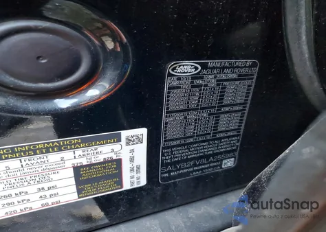 2020 Land Rover Range Rover Velar S z USA, uszkodzony, nr VIN SALYB2FV8LA255983